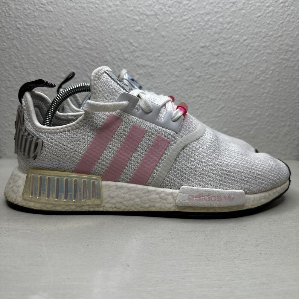 Adidas NMD_R1 White True Pink Hologram Women's Athletic Shoes FZ3777 Size 11